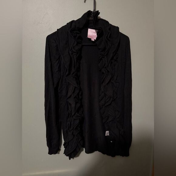 Romeo & Juliet Couture Open Front Ruffle Sweater Size L NWT M Black - Picture 2 of 7